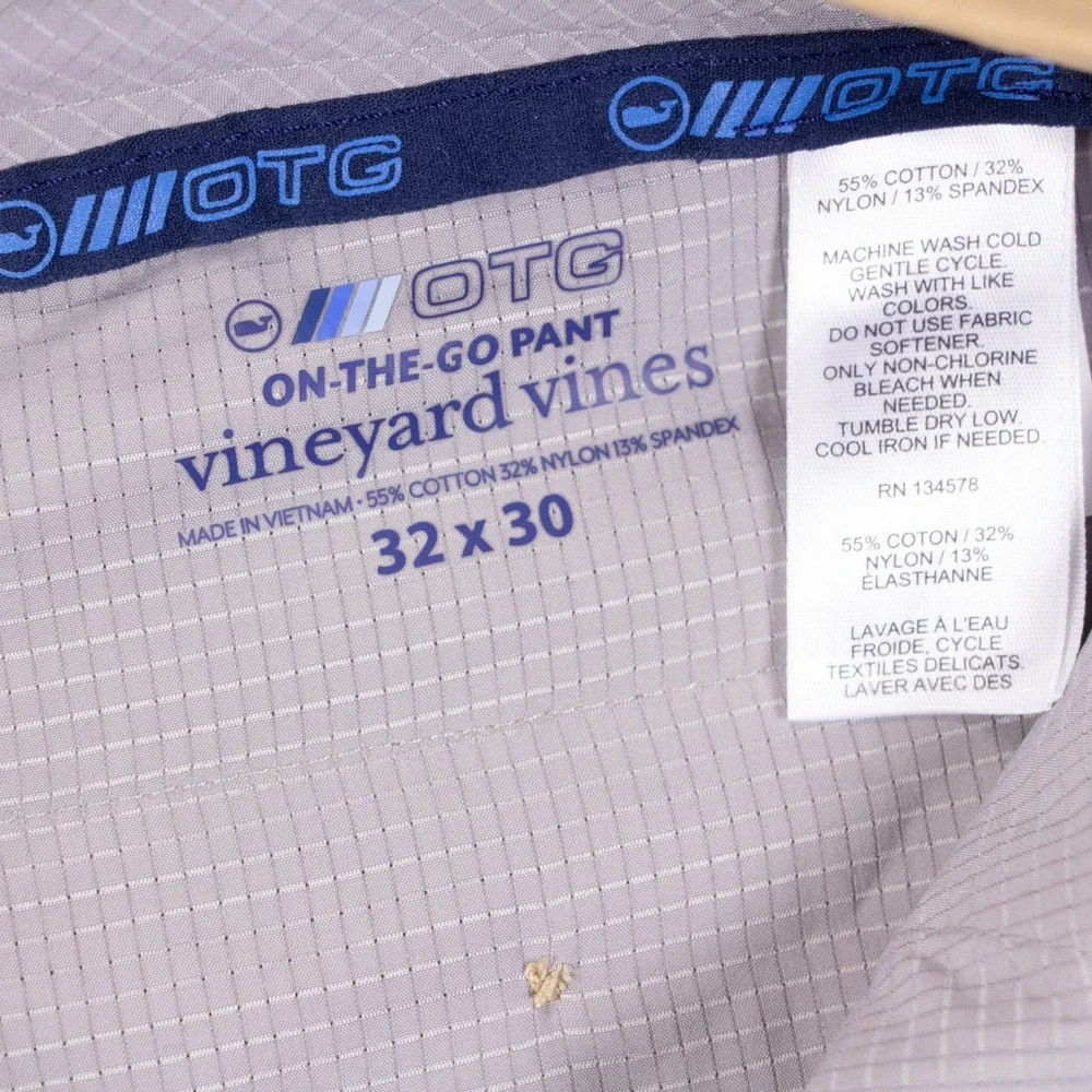 Vineyard Vines On-The-Go Pants Mens 32x30 Khaki Tan Stretch Performance Chinos